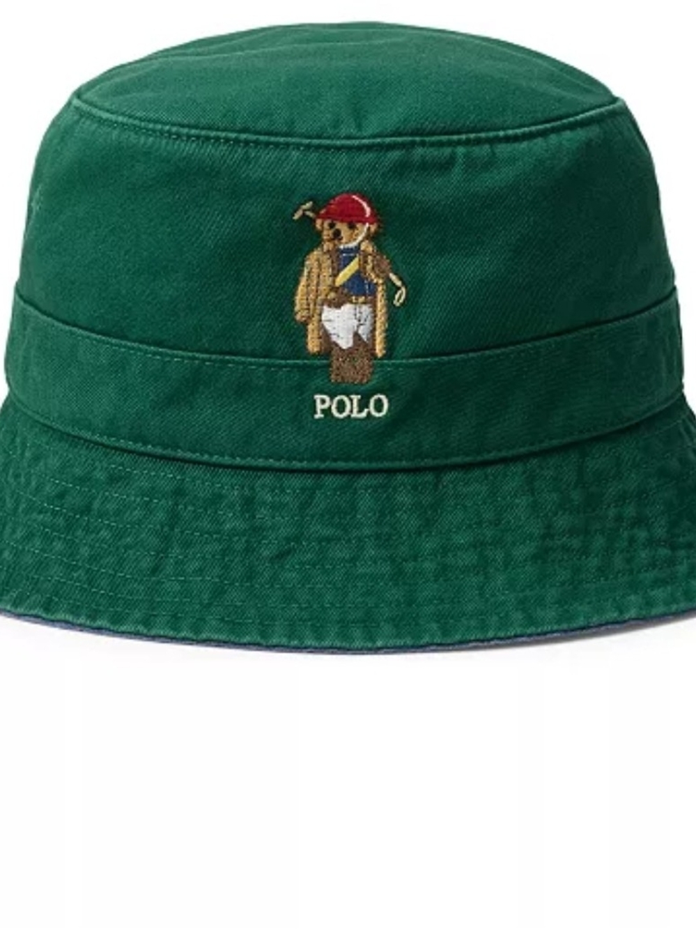 Polo Ralph Lauren Men's Twill Bucket Polo Bear Hat Color Green Size S/M